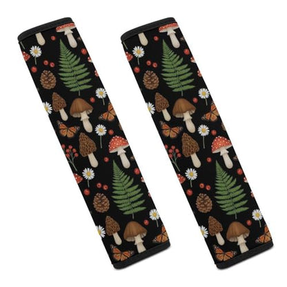 Universal Fit Seat Belt Shoulder Pad for Kids, Car Seats Pushchair Strollers High Chair Pushchair, 1 Pair Mashroom Print Flower Automotive Seat Belt Protector - color: Pattern 927