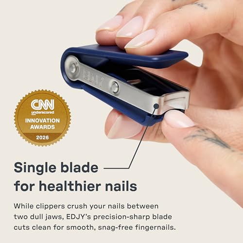 EDJY Fingernail Cutter - Precision Stainless Steel Nail Cutter for Fingernails | Sharp Blade, Ergonomic Design, Durable & Rust-Resistant | Ideal for Men and Women | Navy - color: Navy