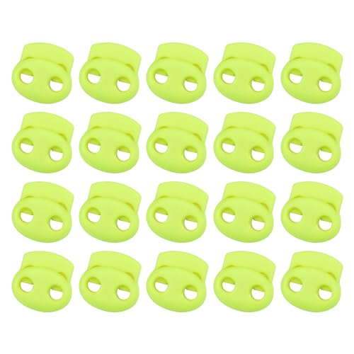 uxcell Plastic Spring Cord Locks, 20Pcs Shoe Lace Tie Lock, Double-Hole Slider Toggles Clip End Stopper Fastener for Drawstrings Paracord (Fluorescent Green) - color: Fluorescent Green