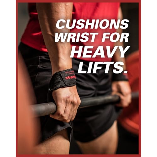 Harbinger Padded Cotton Lifting Straps with NeoTek Cushioned Wrist, 21.5 Inch Length, 1.5 Inch Width, Pair, Weightlifting Wrist Straps for Deadlifts and Strength Training - color: Black