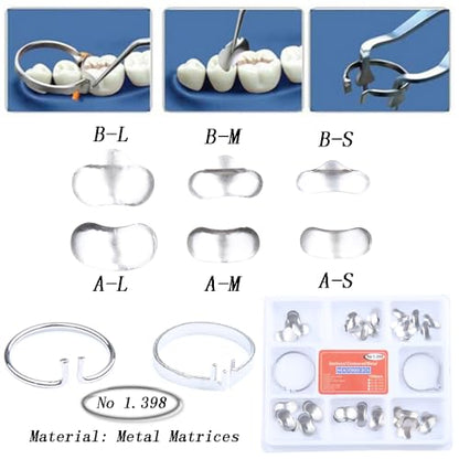 1.398 Dental Matrix Bands Soft Metal Sectional Contoured Matrices Kit | Stainless Steel, Sectional Contoured Metal, With Ledges, Assorted Sizes, Soft Metal - style: No1.398