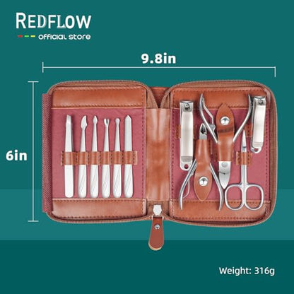 Manicure Set 11 in 1 Stainless Steel Nail Clippers for Men，Manicure Kit for Women，Nail Grooming Kit，Nail Clipper Set，Personal Care Tools - color: Brown