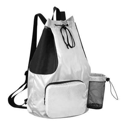 Yuiboo Gray Drawstring Gym Bags Climbing Gym Bag with Inside Pockets String Bookbag Wet and Dry Separation