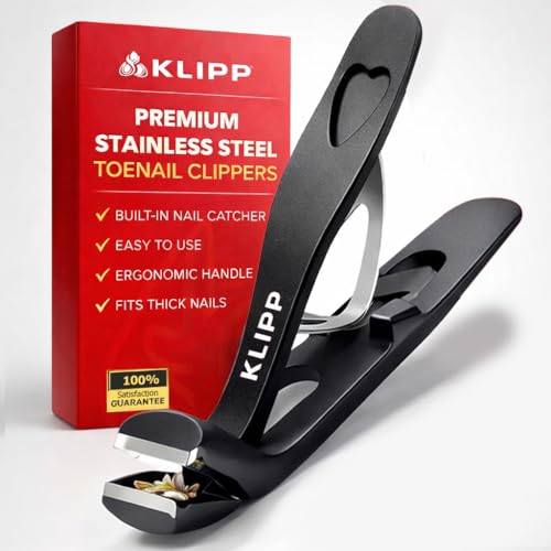 Toenail Clippers for Thick Toenails – KLIPP 15 mm Wide Jaw Thick Fingernail and Toenail Cutter with Curved Stainless-Steel Blades for Seniors (Angled Wide Opening) - size: Angled Wide Opening
