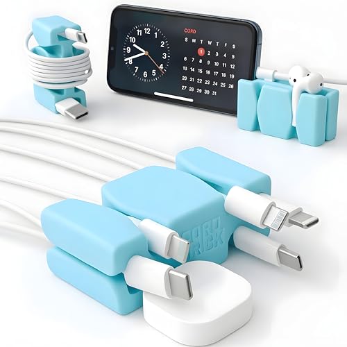 CordBrick Silicone & Steel Weighted Cord Holder for Bedside. Travel Phone Cable Organizer. Multiuse iPhone Accessory. Small Gift for Him, College Student. Tech Gadget for Teenagers, Boys. Aqua - color: (D) Aqua, size: 1 Pack