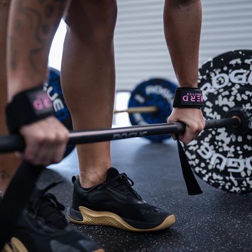 Lifting Wrist Straps – 23" Length x 1.5" Width – Padded Neoprene Cotton Straps for Weightlifting, Powerlifting, Functional Training, Strength Training & Deadlifts – Heavy Duty Grip Support - color: Black/Pink