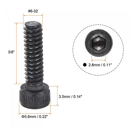uxcell #6-32x1/2" Hex Socket Head Cap Screw Bolts 12.9 Grade Alloy Steel 25pcs - size: #6-32x1/2"