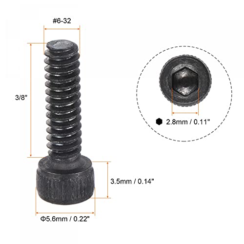 uxcell #6-32x1/2" Hex Socket Head Cap Screw Bolts 12.9 Grade Alloy Steel 25pcs - size: #6-32x1/2"