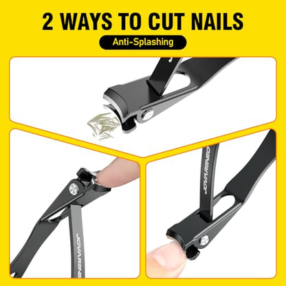 Toenail Clippers for Seniors, Angled Head Toe Nail Clippers for Thick Toenails, Wide Jaw Clippers, Ergonomic Anti-Splash Cutter, Upgraded Long Handled Toenail Clippers - size: Angled Head