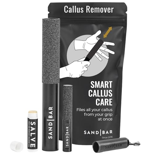 SandBar Ultimate Callus Remover Set - 4" & 8" Files with Moisturizing Salve Balm Stick - Elevating Athletes, Weightlifters & Rock Climbers for Smoother Hands & Feet - Gold (Black) (Flat Black Bundle) - style: Flat Black Bundle