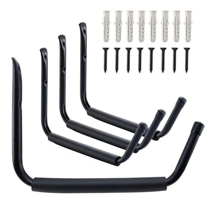 HOME MASTER HARDWARE Heavy Duty 11" Jumbo Garage Wall Hooks 4 Pack – 45 LB Kayak Storage Rack, Wall Mount for Canoe, Bicycle, Ladder & Large Gear - size: 15 in