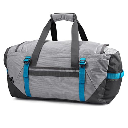 High Sierra Fairlead Convertible Duffel Bag, Lightweight and Durable Weekender Duffel, easily converts into backpack, 64L Capacity, Steel Gray/Mercury/Blue - color: Steel Grey/ Mercury, size: Convertible Backpack/Duffel