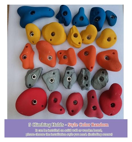 Climbing Kit,Climbing Holds, 5 Pcs Resin Rock Climbing Holds,Climbing Hold Kit Beginners, Playground Obstacle Course Training Wall(5pcs-Solid Wall Installation) - size: 5pcs-Solid wall installation