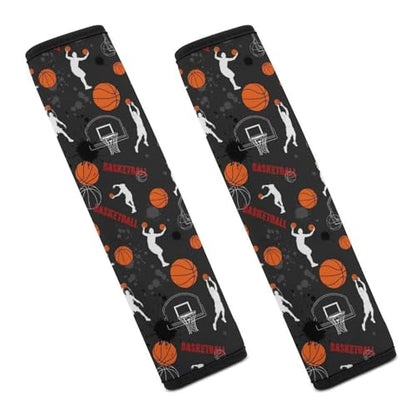 Soft Padded Car Seat Belt Pad for Child, Most Cars, 2 Piece Basketballs Seat Belt Cushion Comfortable Driving - color: Pattern 1101