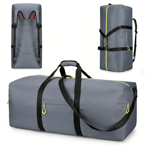Uarition 100L Extra Large Duffle Bag for Travel, 3 In 1 Travel Duffel Bags for Men and Women, Foldable Duffle Backpack for Traveling, Grey