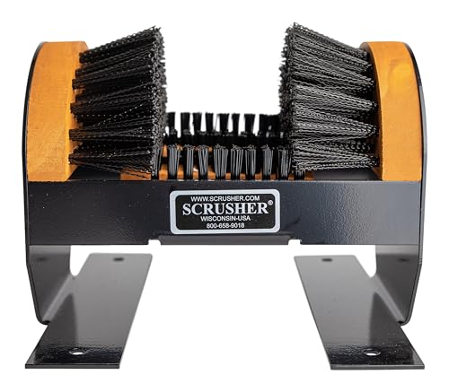 Deluxe Scrusher Heavy Duty Outdoor Boot Scraper with Brushes American Made | Durable weather resistant boot cleaner 5 shoe brushes 2 side brushes with soft bristle 3 bottom brushes with stiff bristles - style: Deluxe
