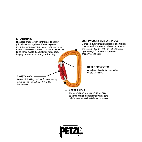 PETZL NEOX Rock Climbing Belay Device | With Cam-Assisted Blocking - color: Light Gray + Sm'D TWIST-LOCK
