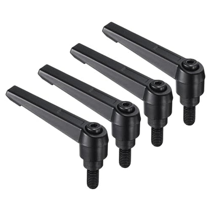 uxcell 4pcs Clamping Lever Handles, M8 x 15mm Black Oxide Carbon Steel Threaded Male Stud, Adjustable Handles Locking Quick Release Ratchet Push Button Bolt Knobs, Black - size: M8 x 15mm
