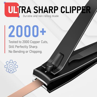 firiKer Nail Clippers Set, Heavy Duty Black Matte Stainless Steel Nail Clipper with Nail File,Fingernail and Toenail Clipper Cutters, Nail Clipper Tools Gift for Men & Women - color: Black
