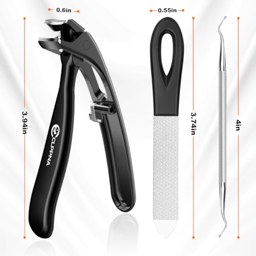 Toenail Clippers for Seniors, 2026 Upgrade Angled Head Nail Clippers for Men with Catcher, CLPPNA Ergonomic Toenails Clipper for Thick Toenails Long Handle, Sharp Wide Jaw Fingernail Clippers Adult - style: 3PCS(2025 Angled Black ）