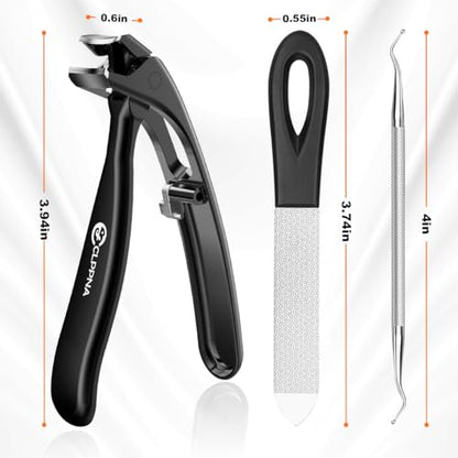 Toenail Clippers for Seniors, 2026 Upgrade Angled Head Nail Clippers for Men with Catcher, CLPPNA Ergonomic Toenails Clipper for Thick Toenails Long Handle, Sharp Wide Jaw Fingernail Clippers Adult - style: 3PCS(2025 Angled Black ）