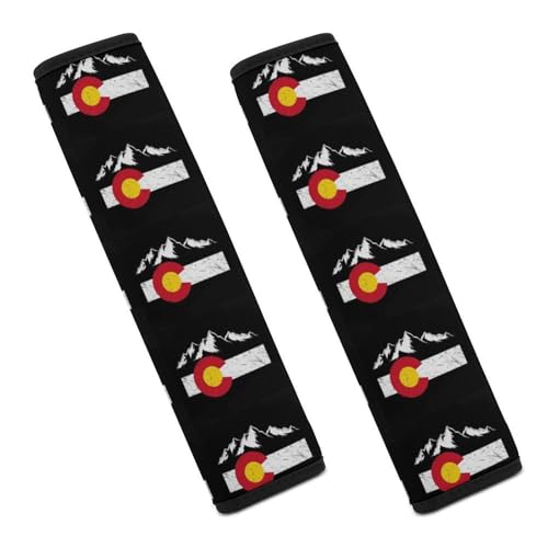 2 Pack Colorado Flag Vintage Mountain Car Seat Belt Pad Soft Padded Seat Belt Cushion for Child, Stroller Pushchair High Chair, Shock Absorption - color: Pattern 904