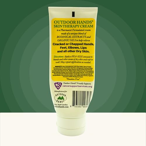 Outdoor Hands Skin Therapy Cream – 3.4 oz – Pharmacist-Formulated Hand Cream with Organic Oils & Botanical Extracts – Helps Repair Cracked, Chapped & Dry Skin