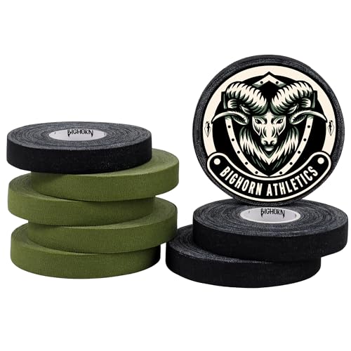 Bighorn Athletics Finger Tape, Male Tin, 0.5"x45ft, 8Rolls, Mil Green/Black | Climbing tape with retro design tape holder for tension support & bouldering. EZ tear, strong adhesive, residue-free. - color: Military Green & Black