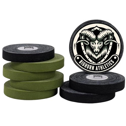 Bighorn Athletics Finger Tape, Female Tin, 0.5"x45ft,8Rolls,Mil Green/Black | Climbing tape with retro design tape holder for tension support & bouldering. EZ tear, strong adhesive, residue-free. - color: Military Green & Black