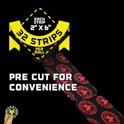 Goat Tape Thumb Strips Pre Cut Athletic Tape for Fingers - Extra Sticky Elastic Athletic Thumb Tape for Weightlifting, Cross Training, Gym Grips, Hook Grip, WOD Workout Hand Wrap - 1.5’’ x 5’’ Strips
