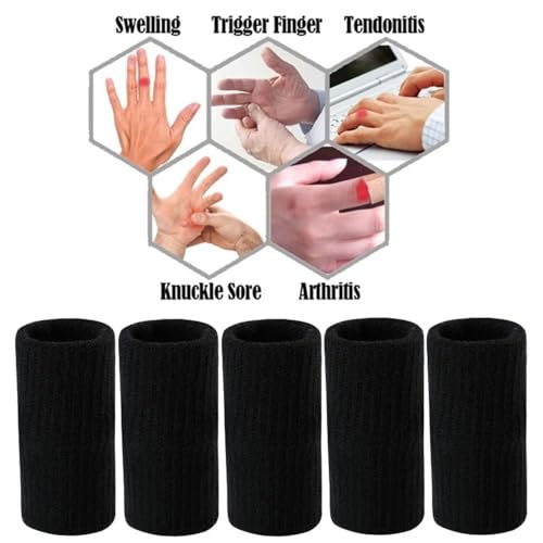10pcs/Set Basketball Elastic Finger Protector Gloves Sleeve Support, Cycling Finger Sleeve Brace Protection Gloves - color: black