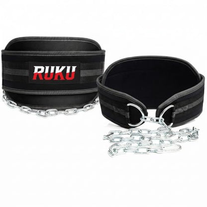 RUKU Dipping Belt Body Building Weight Lifting Dips and Pull ups with Long 38 Inches Chain - Ideal for Gym, Strength Training