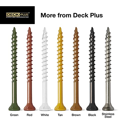 Deck Plus Deck Screws, #10 x 3-1/2in, 365 Pieces, Brown | Epoxy-coated steel, star drive with T25 bit, self-drilling coarse thread for decking, fencing, and treated lumber - color: Brown, size: #10 x 3-1/2", style: 275 pcs