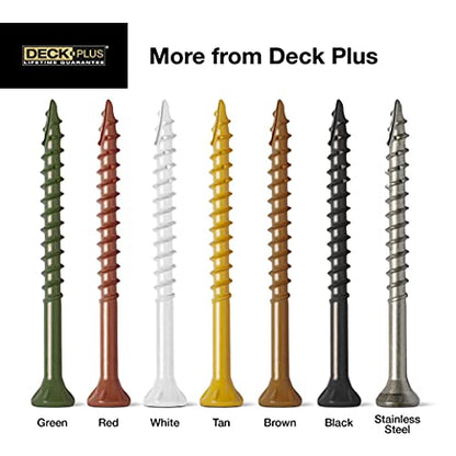 Deck Plus Deck Screws, #10 x 3-1/2in, 365 Pieces, Brown | Epoxy-coated steel, star drive with T25 bit, self-drilling coarse thread for decking, fencing, and treated lumber - color: Brown, size: #10 x 3-1/2", style: 275 pcs