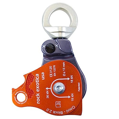 Rock Exotica Omni-Block Swivel Pulley – High-Strength Swivel Pulley with Sideplate Access for Rigging – Made in The USA - style: ‎2.0"