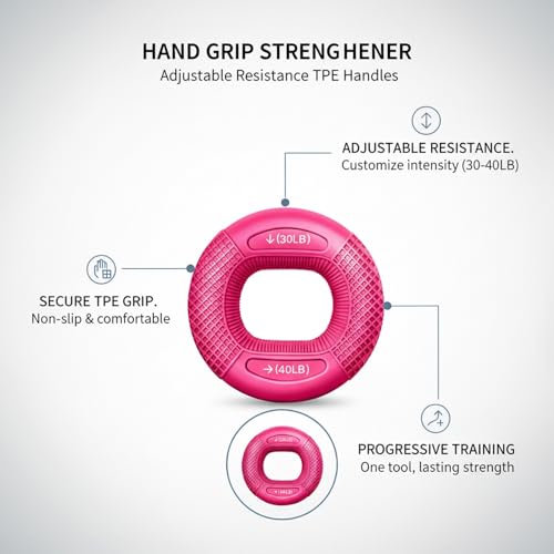 Adjustable Hand Grip Strengthener with TPE Handles for Forearm, Finger & Wrist Training - Portable Fitness Tool - color: Purple