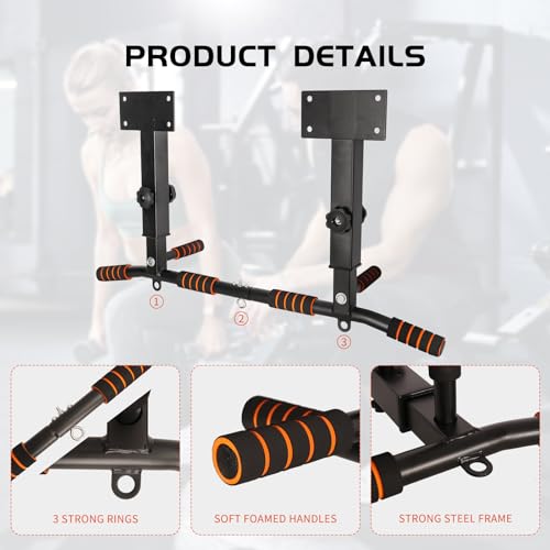 Pull Up Bar Wall Mounted: Wall Adjustable Joist Mount Pull Up Bar & Chin Up Bar for Home Gym Workout Strength Training Equipment