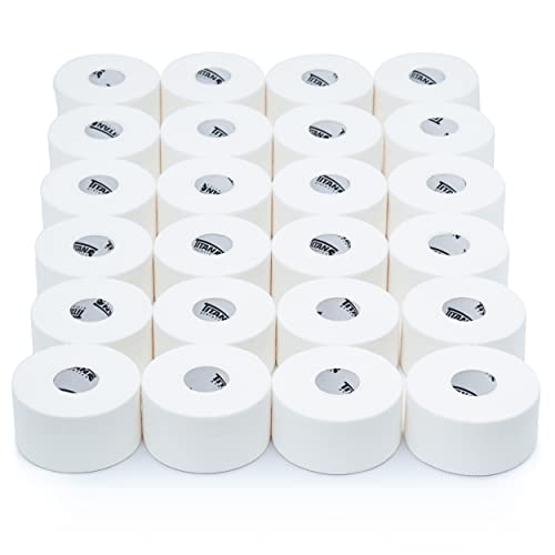 24 Pack White Athletic Tape (45ft Rolls) - Athletes Trainers Injuries & First Aid - Premium Medical Sports Tape - Wrap & Support Ankles & Wrists - Easy Tear Design with Zinc Oxide & No Sticky Residue - color: White - 24 Pack