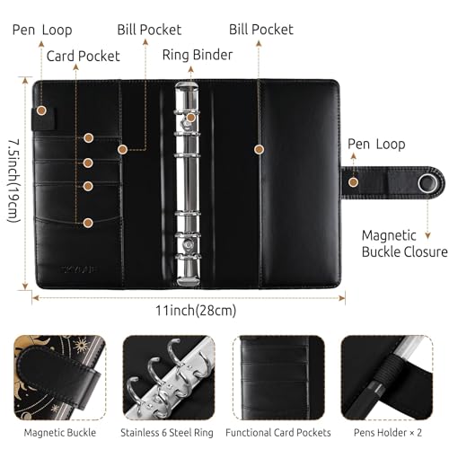 SKYDUE Budget Binder, Money Saving Binder with Zipper Envelopes, Cash Envelopes and Expense Budget Sheets for Budgeting (Black Golden) - color: Black Gold