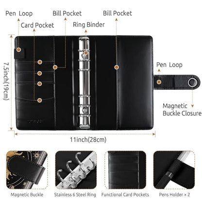 SKYDUE Budget Binder, Money Saving Binder with Zipper Envelopes, Cash Envelopes and Expense Budget Sheets for Budgeting (Black Golden) - color: Black Gold