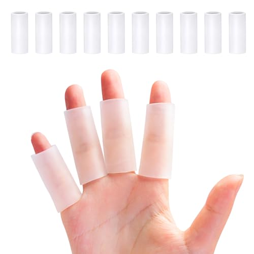 Sumifun Finger Sleeves, 10 PCS Gel Finger Protector for Thumb, Trigger Finger, Arthritis, Silicone Finger Tubes for Preventing Bruised, Cracking, Hand Eczema, Practising Golf, Badminton Protector - color: 5pair(10pcs)