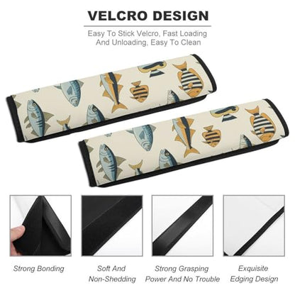 2 Pack Ocean Animal Fish Bass Seat Belt Shoulder Pad Universal Soft and Comfortable Shoulder Protector for Kids, Most Cars, Pressure Relief - color: Pattern 1157