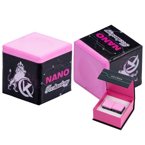 KONLLEN Professional Pool Cue Chalk, Nano Technology | Long-lasting formula for better grip, control and cleaner cue tip contact - color: Pink-Dryness, size: 2 pieces