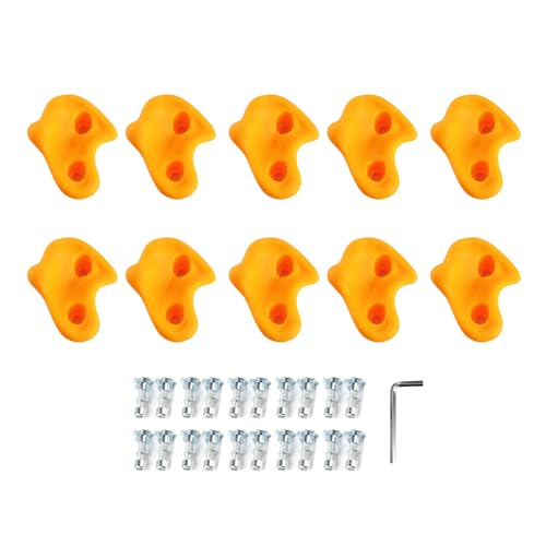 Pilipane Rock Climbing Holds PE Ergonomic Comfortable Hand Feeling Climbing Wall Grips for Indoor Outdoor Kids Adults 10PCS (Yellow) - color: Yellow