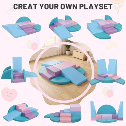 TODIBY 9-Piece Climbing Toys for Toddlers: Soft PU Leather Foam Blocks - Baby Climb and Crawl Activity Blocks - Kids Play Gym Equipment Indoor for Development(Macaroon) - style: Macaroon