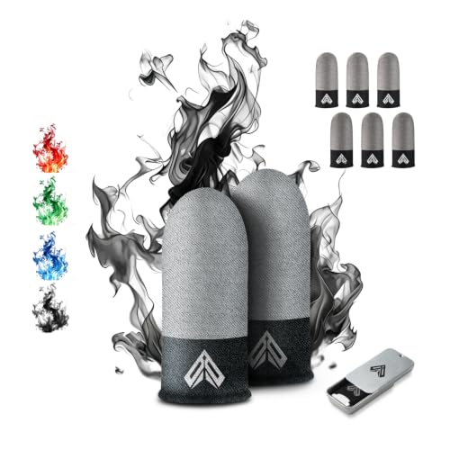 6PCS Gaming Finger Sleeves. 0.29MM Silver Fiber, Anti Sweat, Extremely Thin,Breathable Touchscreen dedales Gamer Finger Cover Thumb Sleeve Fit Phone Game Tablet Devices. - color: gray