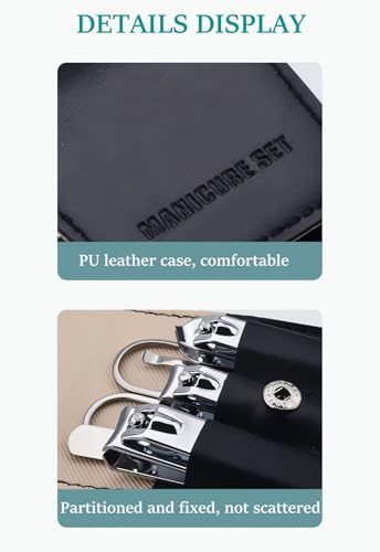 Nail Clipper Set, 6 Pcs Toenail Clippers, Stainless Steel Fingernail Clipper, and PU Leather Manicure Set, Purse Essentials Travel Nail Kit Gift Ideas