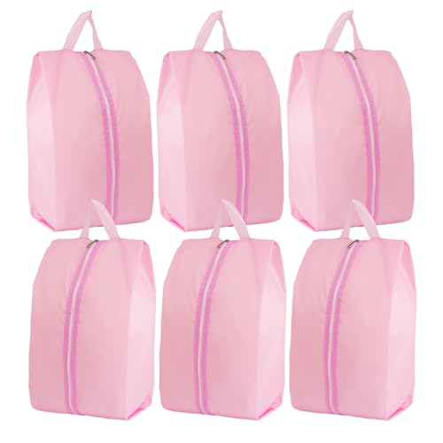 6pcs Portable Shoe Organizer, Travel Pouches with Zipper, Golf Shoe Bags, Clothes Bags, Soccer Cleats Bag Shoe Pouch for Gym, Waterproof, Odor-Resistant (Pink) | Golf Shoe Bags, Clothes Bags, Soccer Cleats Bag Shoe Pouch for Gym, Waterproof, Odor-Resistan