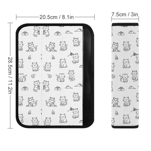 Universal Fit White Lovely Kitten Cat Seat Belt Shoulder Pad for Adult Use, Most Cars, 1 Pair Harness Pads Strap Anti-Slip Pad - color: Pattern 296