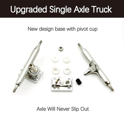 36mm Pro Fingerboard with Wooden Finger Skateboard Deck Upgraded Finger Board Trucks Street Shape Bearing Wheels (Skull) - color: Skull